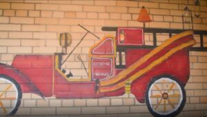 Mural on the wall of the McNeil Firehouse
